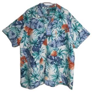 NEW Van Heusen Air Shirt Casual Button Down Collared 18 Men XXL Tropical Cruise